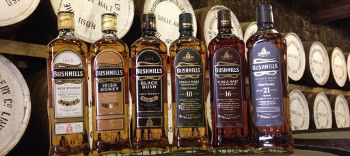 Bottles of Bushmills whiskey