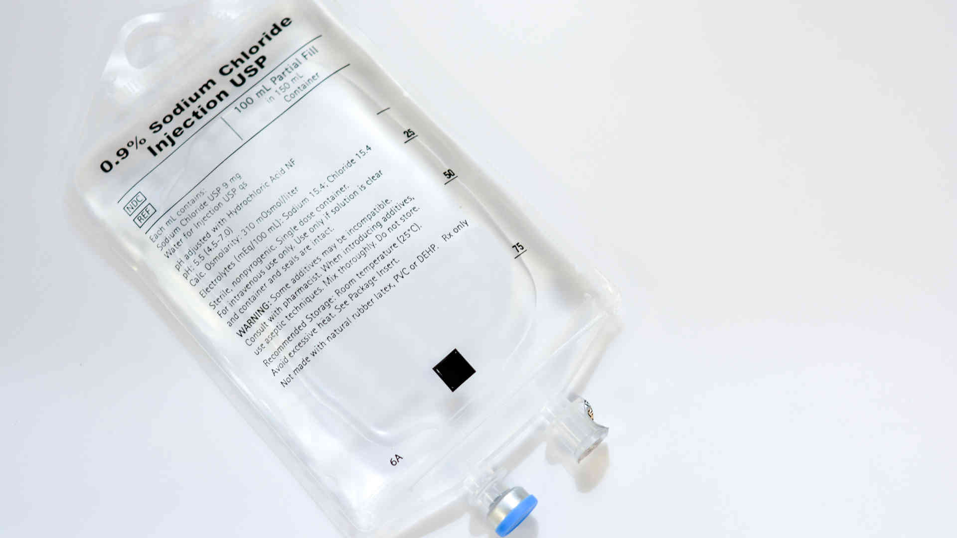 Bag of 0.9% saline