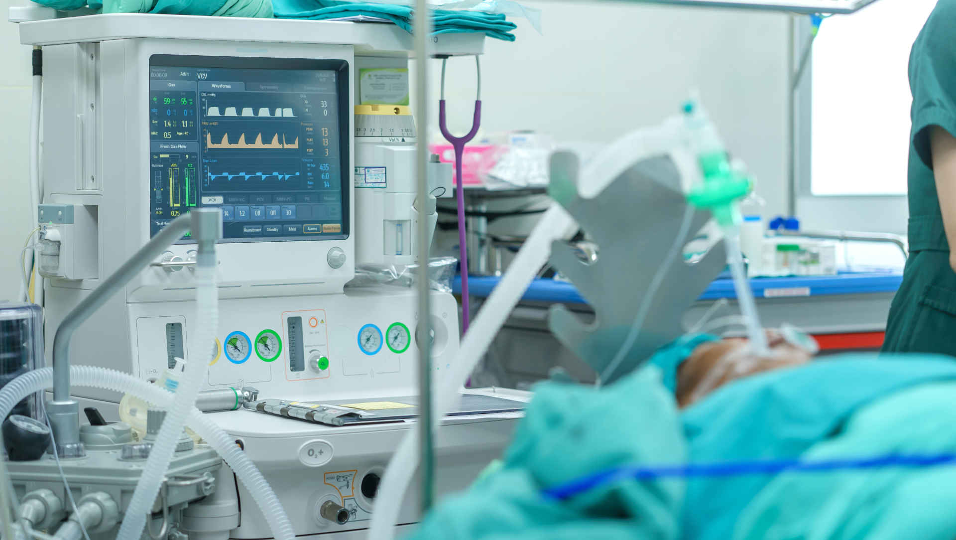 Anaesthetised patient in theatre